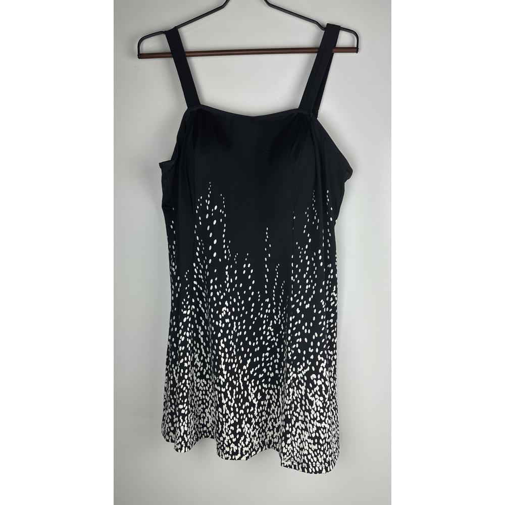 NWT Swimsuits For All 1 Piece Swim Dress Black White Dot Swimdress Plus Size 18 - Picture 2 of 9